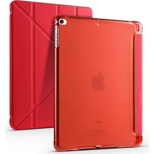 Teknetstore Apple iPad 9.7" 5. 6. Nesil 2017 2018 Kılıf Premium Kalemlikli Standlı Katlanabilir Kılıf Kalem Bölmeli Yumuşak Lux Kapak Tri Folding