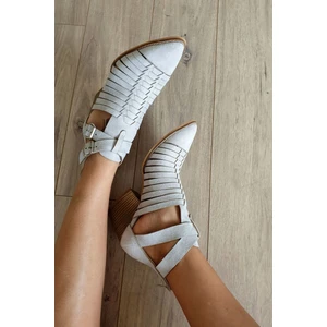 Kadın Yazlık Bot Yüksek Topuklu Şık Tasarım 6 cm Beyaz Renk Rahat Kullanım