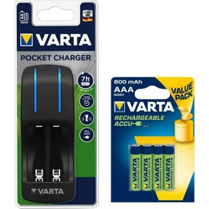 Pocket 4lü Şarj Cihazı + 4*800 Mah Aaa Şarj Edilebilir Pil