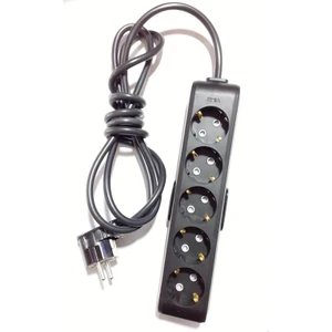 Ekonomik Siyah 5'li Topraklı Çocuk Korumalı Grup Priz 4 Metre Kablo