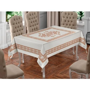 Çeyiz Diyarı Suna Dikdörtgen Baskılı Masa Örtüsü Krem Cappucino