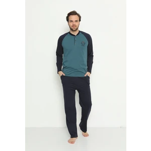 Erkek Uzun Kollu Cepli ve Yaka Düğmeli Süprem Pijama Takımı 01737