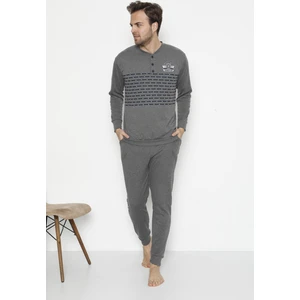Erkek Uzun Kollu Cepli ve Manşetli Kışlık Pijama Takımı 9001