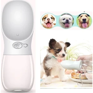 İndirim Kap Taşınabilir Kedi Köpek Suluğu Seyahat Su Şişesi Kaseli Emniyetli Sızdırmaz Kutulu 350ML