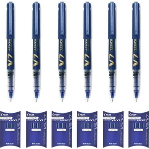 V7 Kartuşlu Hı-Tecpoint 0 7 mm Kalem Mavi + Pilot V7 Kartuşu 3'lü