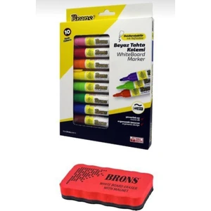 Whiteboard Marker Doldurulabilir Beyaz Tahta Kalemi Seti 10 Renk + Tahta Silgisi Br-10