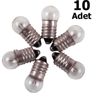 10 Adet, Mini Ampül, Deney Setleri Için, 2,5 Volt, Sarı Ampul