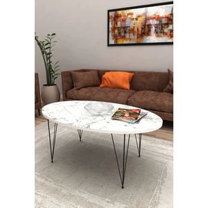 Beyaz Oval Orta Sehpa