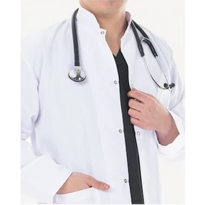 Beyaz Erkek Hakim Yaka Doktor Hemşire Laboratuvar Önlüğü