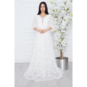 Mimoza 13312 Dantel Uzun Elbise