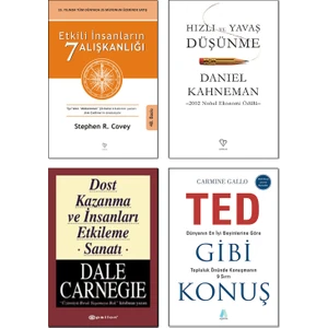 Etkili İnsanların 7 Alışkanlığı - Hızlı ve Yavaş Düşünme - Dost Kazanma ve İnsanları Etkileme Sanatı - Ted Gibi Konuş - 4 Kitap