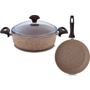 Creamy Granitec 26 cm Kısa Granit Tencere + 26 cm Tava