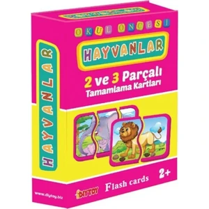 Star Global Eğitici Öğretici 2 ve 3 Parçalı Puzzle Hayvanları Tamamlama ve Tanıma Kartları