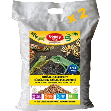 Bonny Nice Doğal Çam Pellet Sürüngen Taban Malzemesi 10 kg 20 L x 2