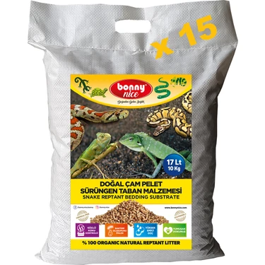 Bonny Nice Doğal Çam Pellet Sürüngen Taban Malzemesi 10 kg 20 L x 15