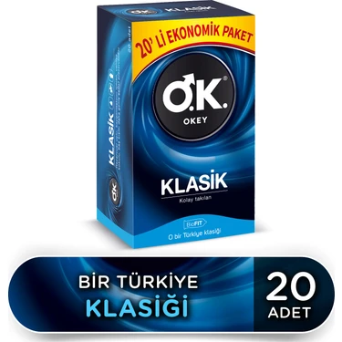Okey Klasik 20'li Vanilya Aromalı ve Kayganlaştırıcılı Prezervatif - BioFit