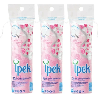 İpek Makyaj Temizleme Pedi - Yumuşak Diskler, 3 Adet 70'li Paket, Doğal İçerik, Alkol