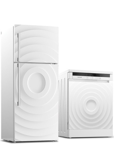 Jasmin2020 Buzdolabı ve Bulaşık Makinası Sticker Kaplama Etiketi Beyaz Daireler