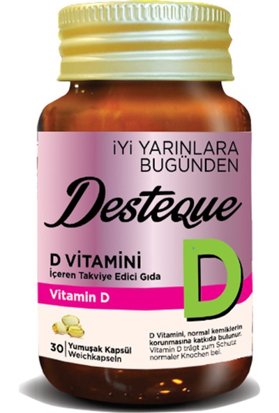 Desteque D Vitamini Vitamin D3 (200 Iu) 30 Yumuşak Kapsül, 500 Mg