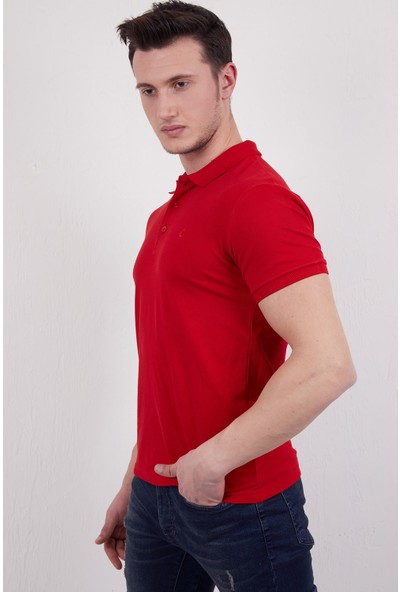 Vo&da Armalı Polo Yaka T-Shirt Kırmızı