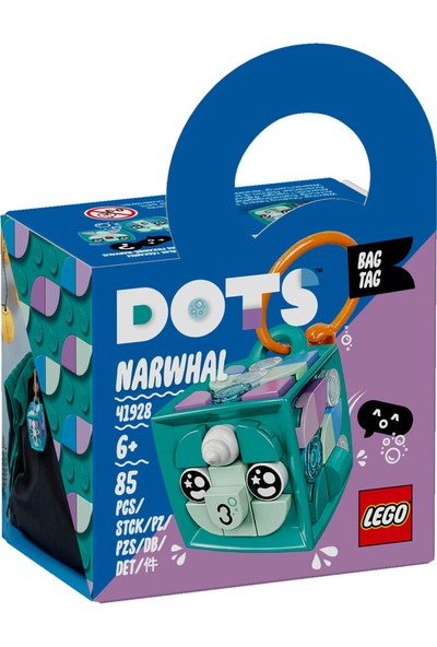 LEGO® DOTS Deniz Gergedanı Çanta Süsü 41928 - Çocuklar için Yaratıcı Kendin Yap Oyuncak Dekorasyon Yapım Seti (85 Parça)
