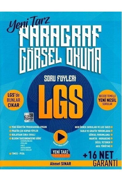 Yeni Tarz Yayınları 8. Sınıf LGS Paragraf Görsel Okuma Soru Föyleri - Ahmet Sınar