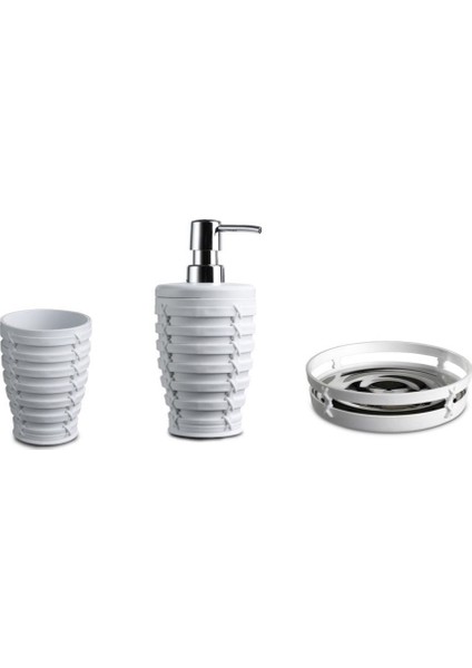 Palm Beyaz Sıvı Sabunluk Katı Sabunluk Diş Fırçalık Set
