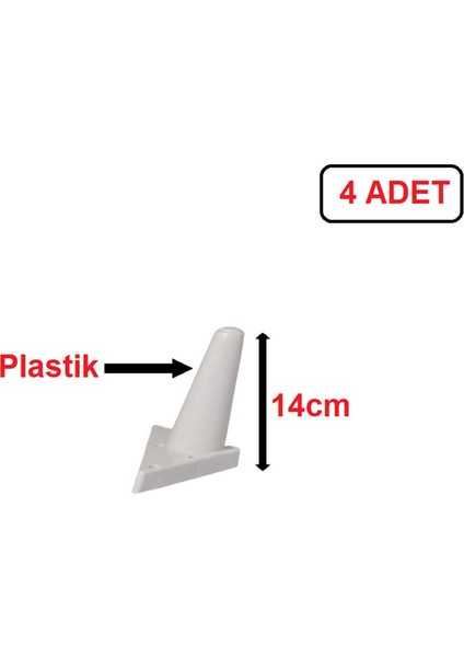 Sena Plastik Ayak - Baza Ayağı Koltuk-Kanepe Ayağı Puf-Tv Ünitesi Ayağı 14 cm Beyaz Renk 4 Adet