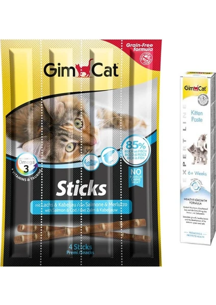 Sticks Somon Morina Balık Kedi Ödül 4'lü 20GR+50 gr Kitten Paste