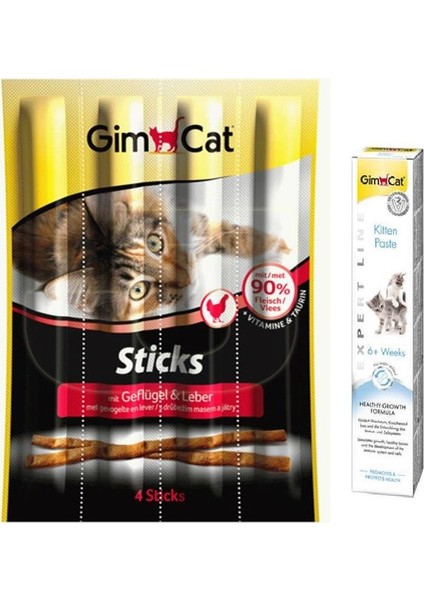 Sticks Tavuklu Kedi Ödül 4'lü 20 gr + 50 gr Kitten Paste