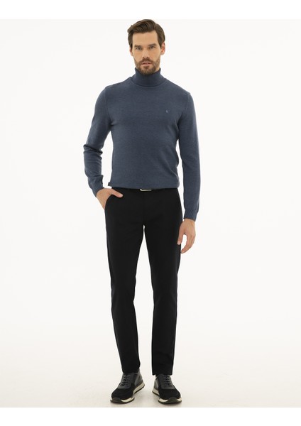 Pierre Cardin Indıgo Melanj Slim Fit Balıkçı Yaka Triko Kazak 50227090-VR155