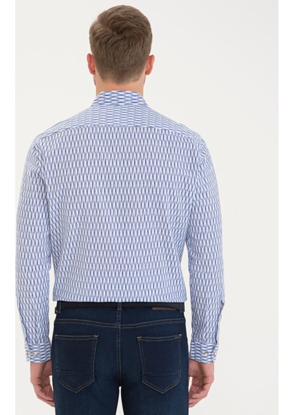 Erkek Lacivert Keten Karışımlı Regular Fit Uzun Kollu Gömlek 50233043-VR033 modelleri