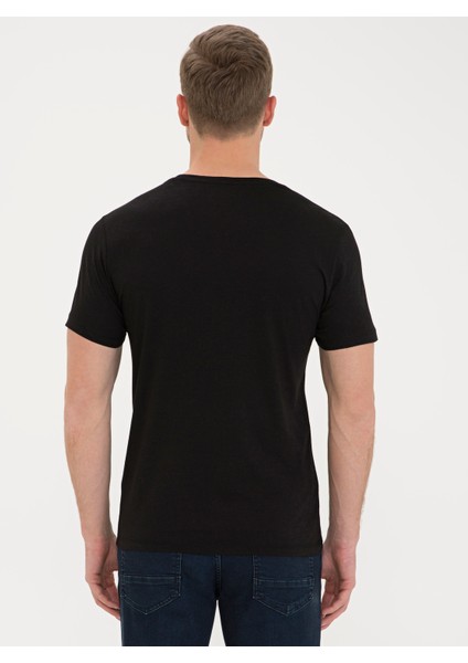 Erkek Siyah Slim Fit Basic Tişört 50232383-VR046