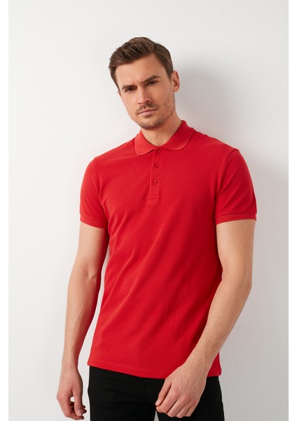 % 100 Pamuk Düğmeli Polo T Shirt Erkek POLO 5902127