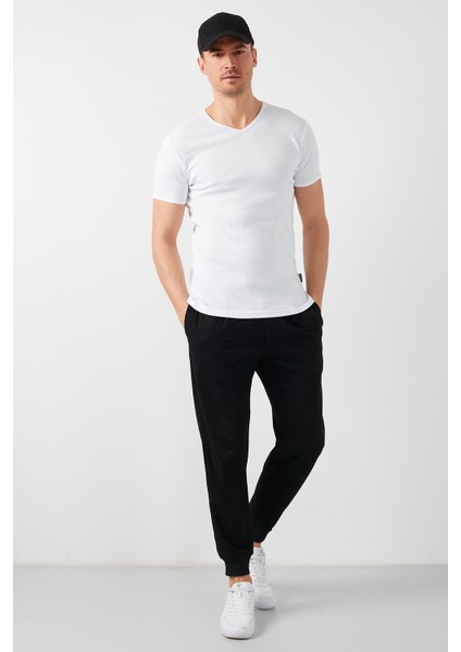 % 100 Pamuklu V Yaka Basic T Shirt Erkek T SHİRT 5902144