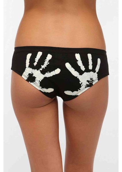 El Baskılı Bikini Alt Siyah