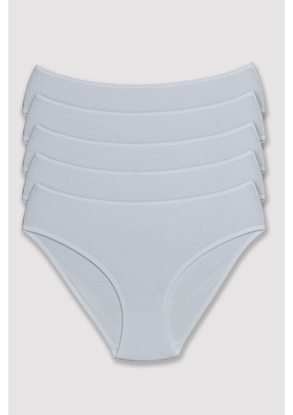 Kadın Beyaz 5'li Kalın Kenarlı Klasik Slip Külot 2056