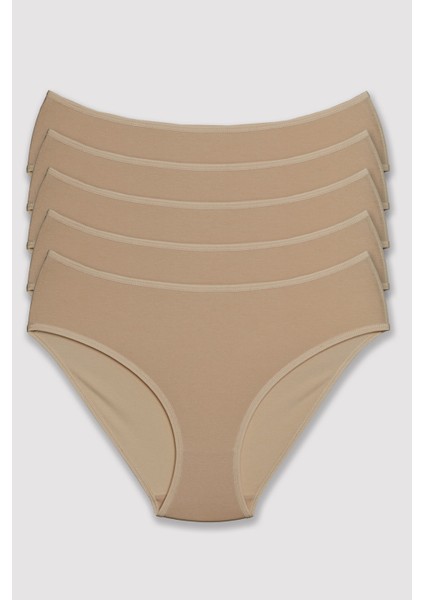 Kadın Ten 5'li Kalın Kenarlı Klasik Slip Külot 2056