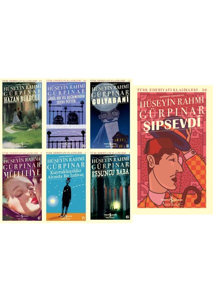 Hazan Bülbülü - Gönül Bir Yeldeğirmenidir Sevda Öğütür - Gulyabani - Mürebbiye - Kuyrukluyıldız Altında Bir Izdivaç - Efsuncu Baba - Şıpsevdi - Hüseyin Rahmi Gürpınar 7 Kitap Set