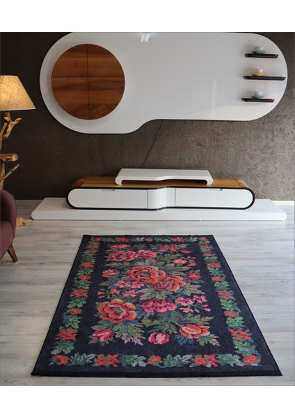 Karabağ Dijital Baskı Dekoratif Salon Halısı Makinede Yıkanabilir Mutfak Halısı Kaymaz Taban Yolluk