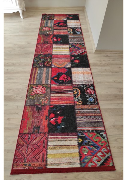 Patchwork Dijital Baskı Dekoratif Salon Halısı Makinede Yıkanabilir Kırkyama Kilim Kaymaz Taban Kırmızı Yolluk Modern Mutfak Halı Modelleri