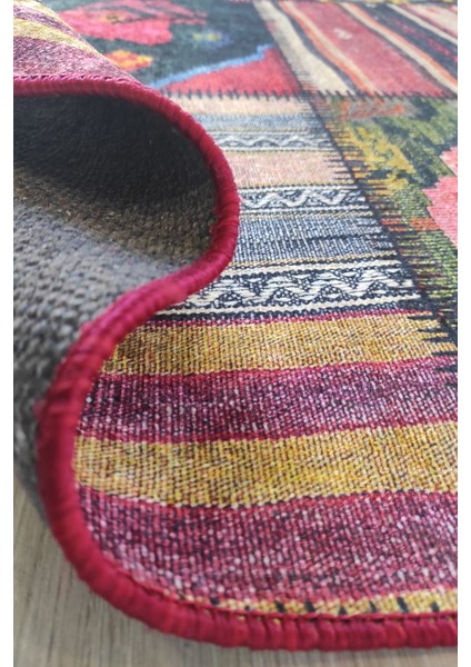 Patchwork Dijital Baskı Dekoratif Salon Halısı Makinede Yıkanabilir Kırkyama Kilim Kaymaz Taban Kırmızı Yolluk Modern Mutfak Halı Modelleri