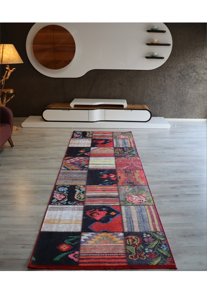 Patchwork Dijital Baskı Dekoratif Salon Halısı Makinede Yıkanabilir Kırkyama Kilim Kaymaz Taban Kırmızı Yolluk Modern Mutfak Halı Modelleri