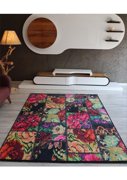 Patchwork Salon Halısı Karabağ Mutfak Halısı Kırkyama Koridor Yolluk Dekoratif Kilim Modelleri Makinada Yıkanabilir Kaymaz Halı