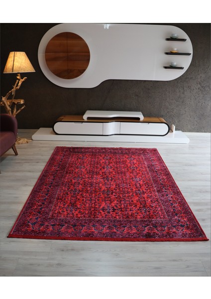 Afgan Kırmızı Salon Halısı Makinede Yıkanabilir Mutfak Halısı Modern Yolluk Dekoratif Kaymaz Taban Kilim