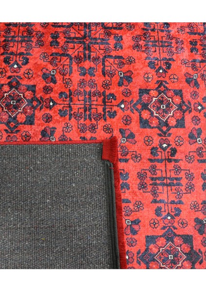Afgan Kırmızı Salon Halısı Makinede Yıkanabilir Arte Mutfak Halısı Modern Yolluk Dekoratif Kaymaz Taban Kilim