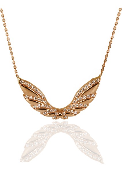 Rose Renk Taşlı Kanat Kolye fiyatları