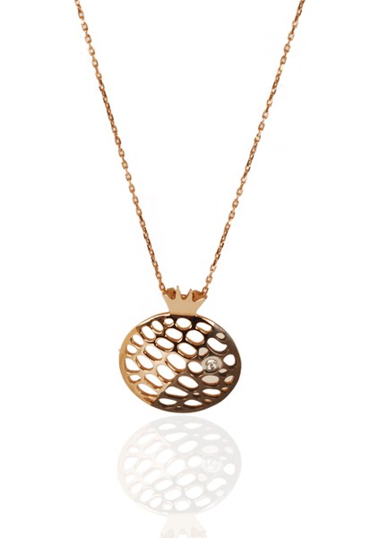 Iki Renk Taş Detaylı Nar Kolye fiyatları