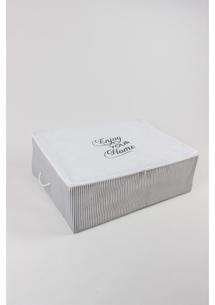 Gri 62 x 46 x 22 cm Büyük Boy Baza Altı Çizgili Hurç