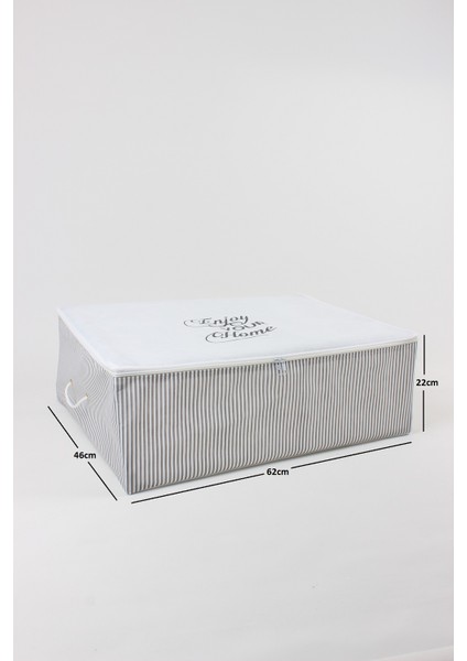 Gri 62 x 46 x 22 cm Büyük Boy Baza Altı Çizgili Hurç